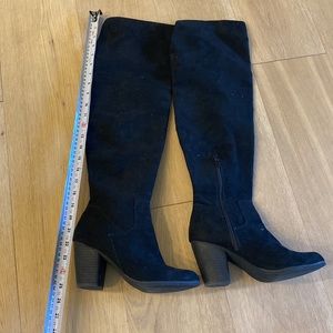 Knee high black suede boots size 9